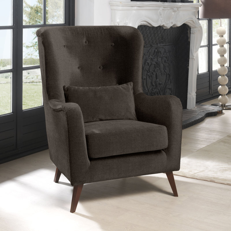 Noah Upholstered Wingback Chair, Brown