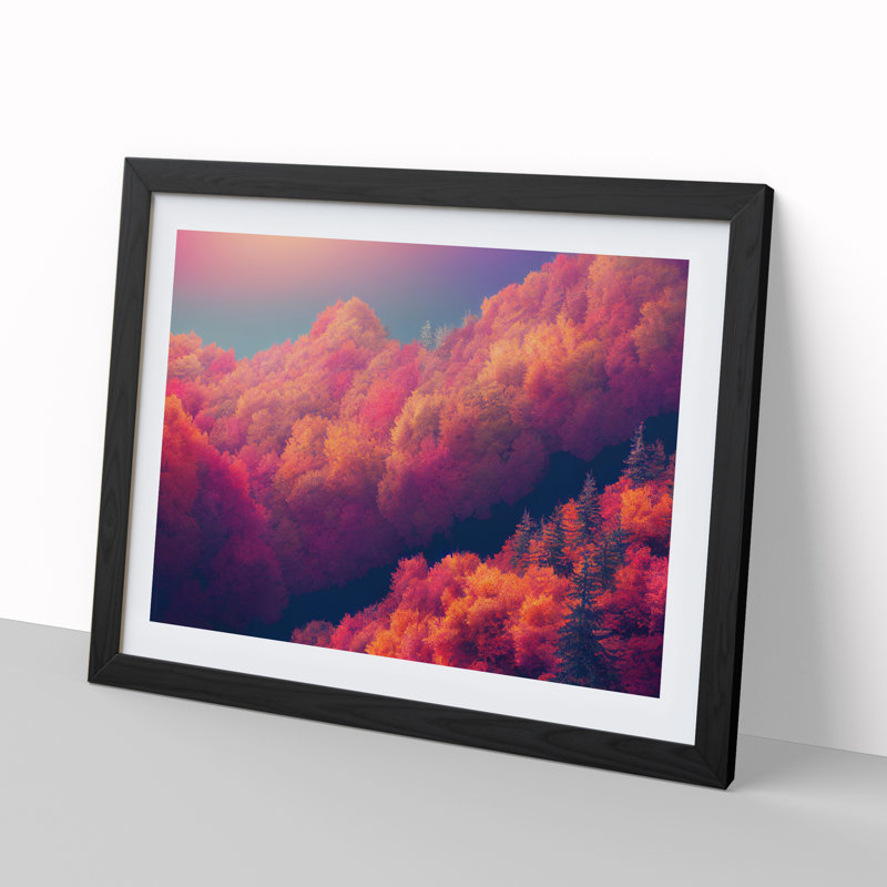 Extravagant Autumn Forest - Single Picture Frame Print, Black Framed, 46cm H x 64cm W x 2cm D