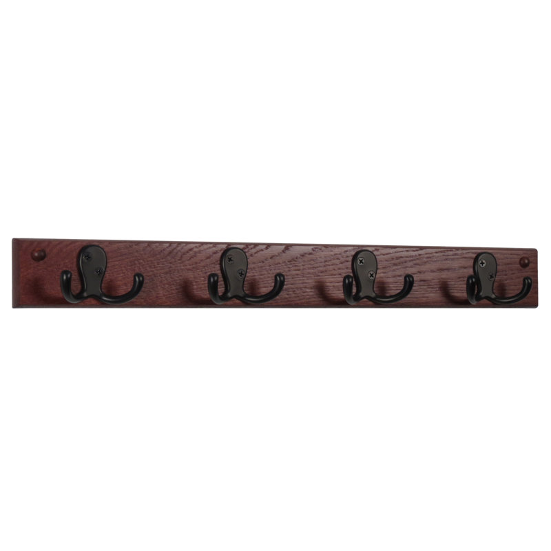 Tilford Solid Wood Wall 4 - Hook Wall Mounted Coat Rack, Mahogany