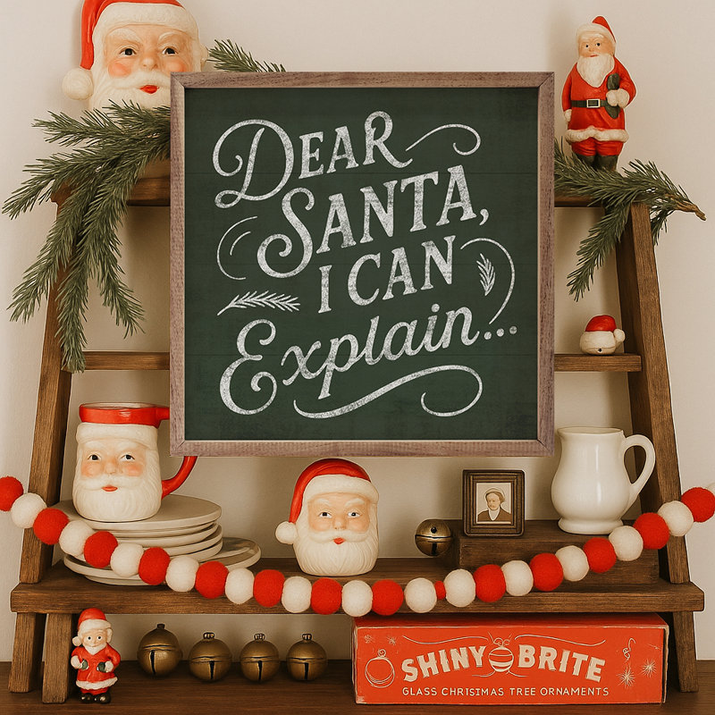 cher Père Noël, H 8 po x l 8 po, Vert