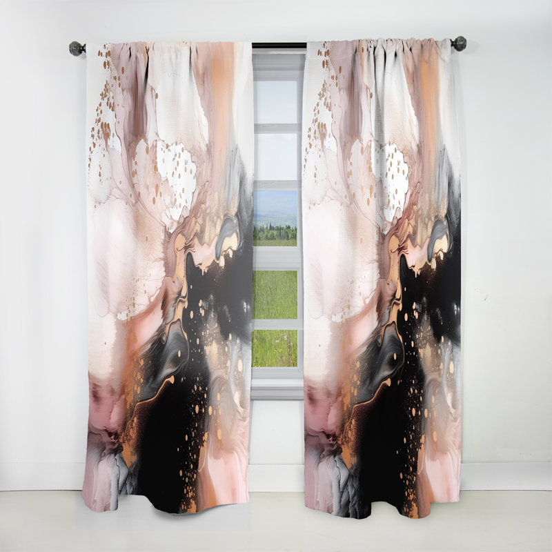 Glain - texture or rose Splash Marble II - rideau en velours moderne - obscurcissant - 1 panneau, L 52 po x L 84 po