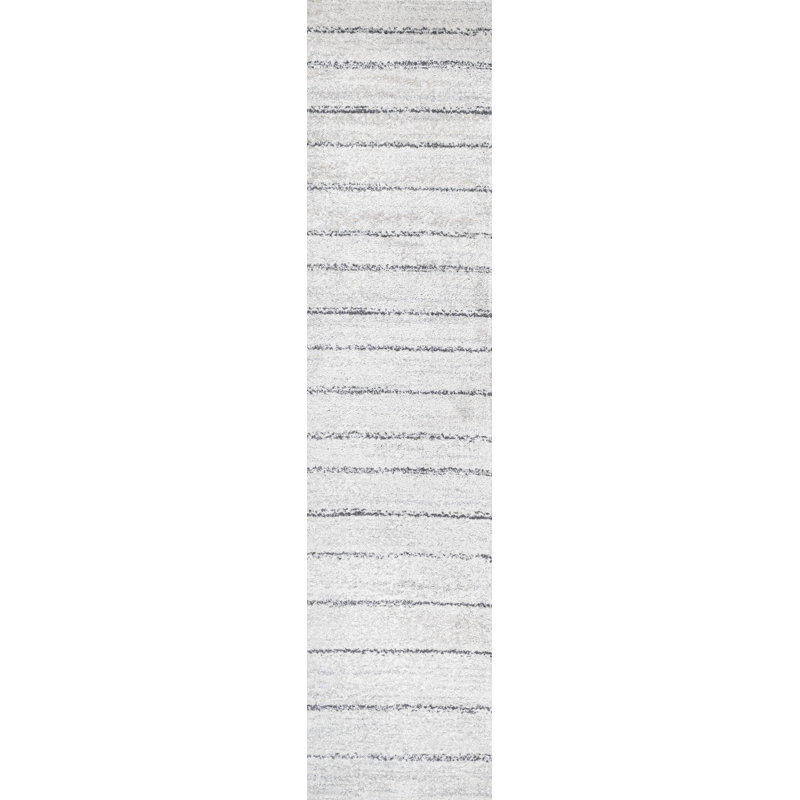 Redrick Minimalist Stripe Cream/Gray Rug, Runner 2'2" x 8'