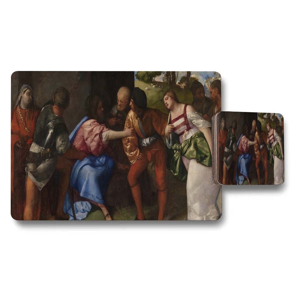 Renaissance Art Placemats And Coasters Set Featuring Classic Painting