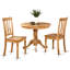 L'ensemble de salle à manger 3 pièces comprend une table de cuisine ronde avec piédestal et 2 chaises de salle à manger, chêne-648835373-554688381-554688377