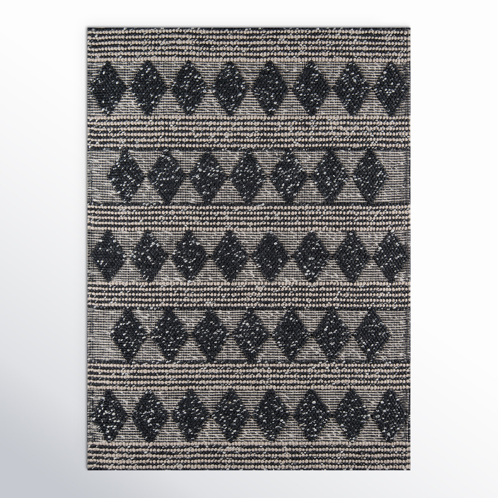 Altie Charcoal Beige Hand-Woven Geometric Rug, Rectangle 2' x 3'