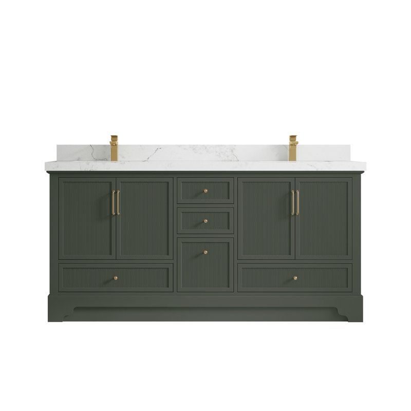 Alys 72'' Free Standing Double Bathroom Vanity with Quartz Top  (Pulls Option)
