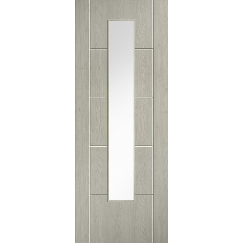 Laminate Ladder Glazed Pre-finished Light Grey Laminate Doors 686 x 1981, 762mm x 1981mm, White