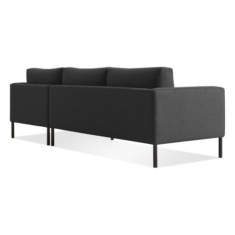 Paramount Chaise Sectional, Black, Sanford Oatmeal Basketweave, Right Hand Facing