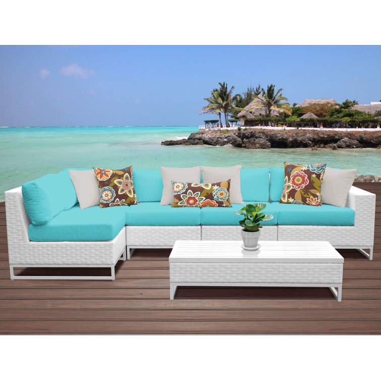 Ensemble de conversation modulaire avec coussins 6 pièces Miami
