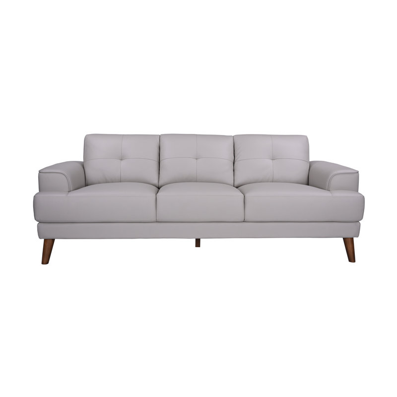 Canapé à accoudoirs encastrés en cuir véritable 89 po Anzio