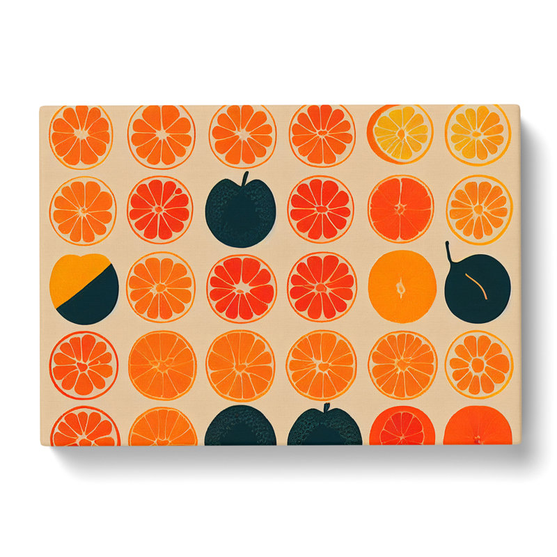 Retro Orange Fruit Slices - Wrapped Canvas, 35cm H x 50cm W x 3cm D