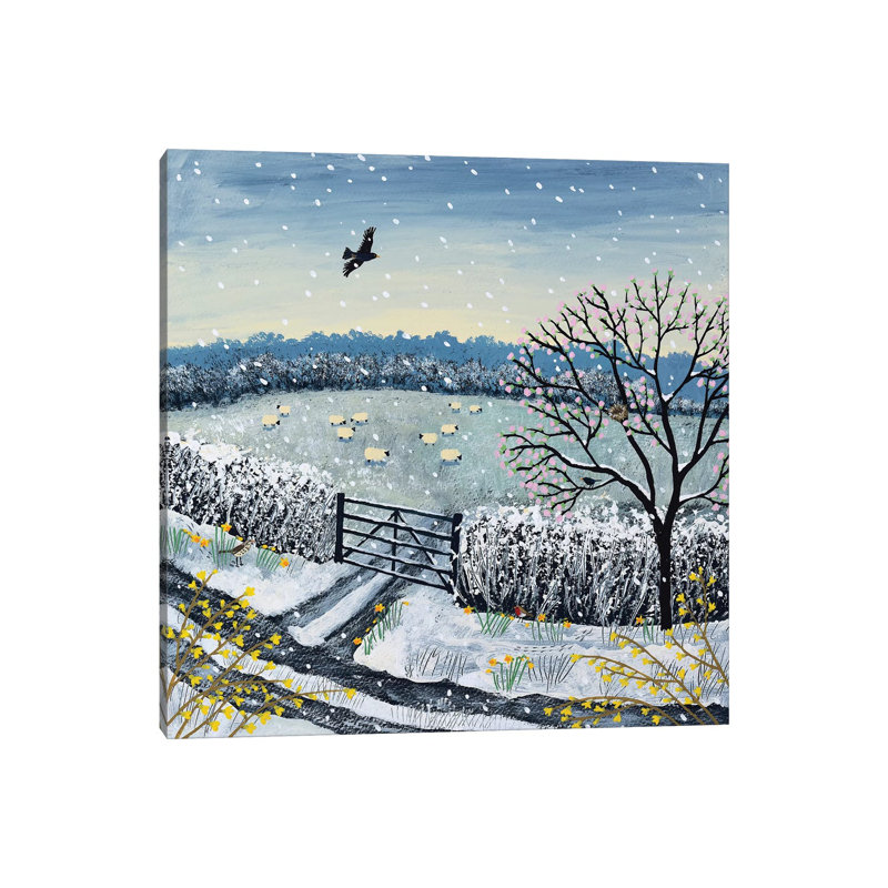 Snowflakes And Blossom by Jo Grundy - Wrapped Canvas Painting, 66.04 cm H x 66.04 cm W x 3.175 cm D