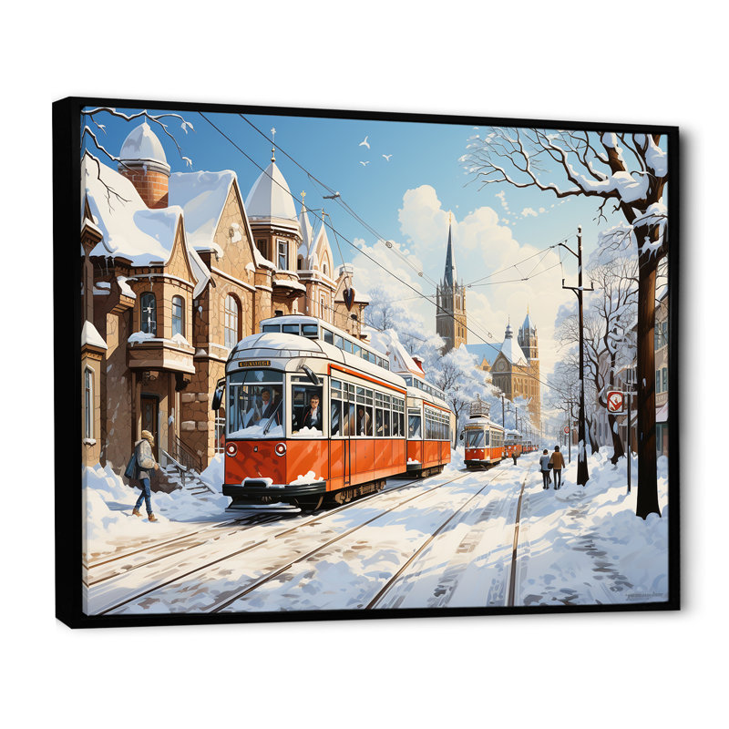 Toronto City In Winter II - City Toronto, art mural, Cadre flottant noir, H 34 po x l 44 po x P 1,5 po