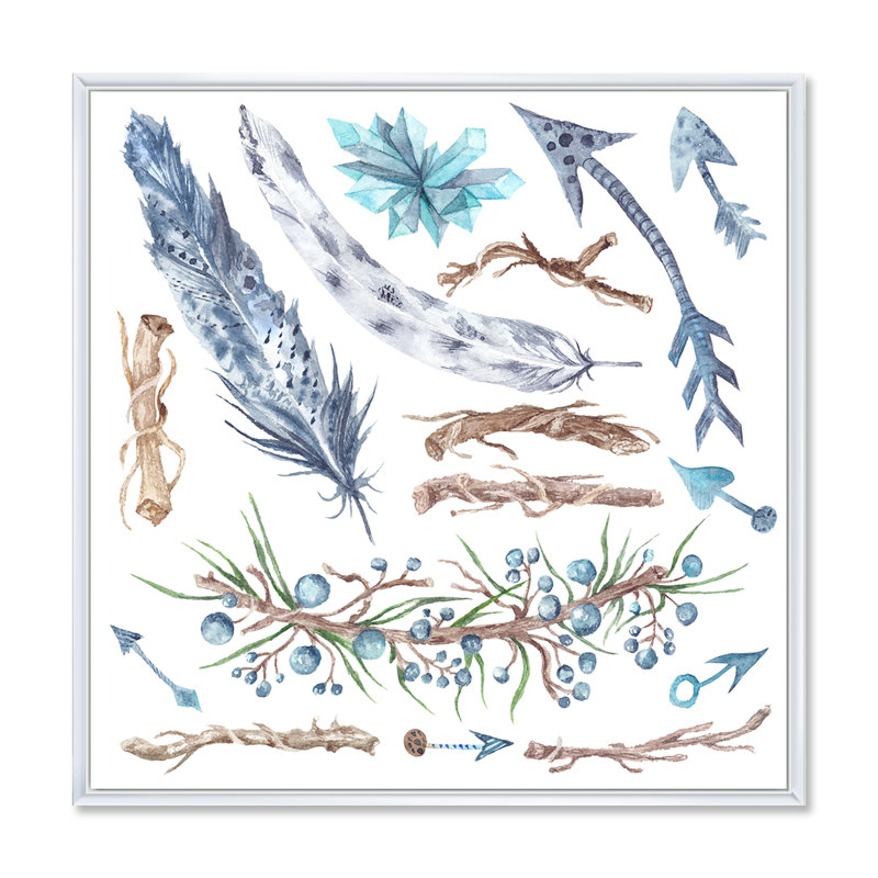 Forêt tribale - Impression sur toile, Cadre blanc, H 36 po x l 36 po x P 1,5 po