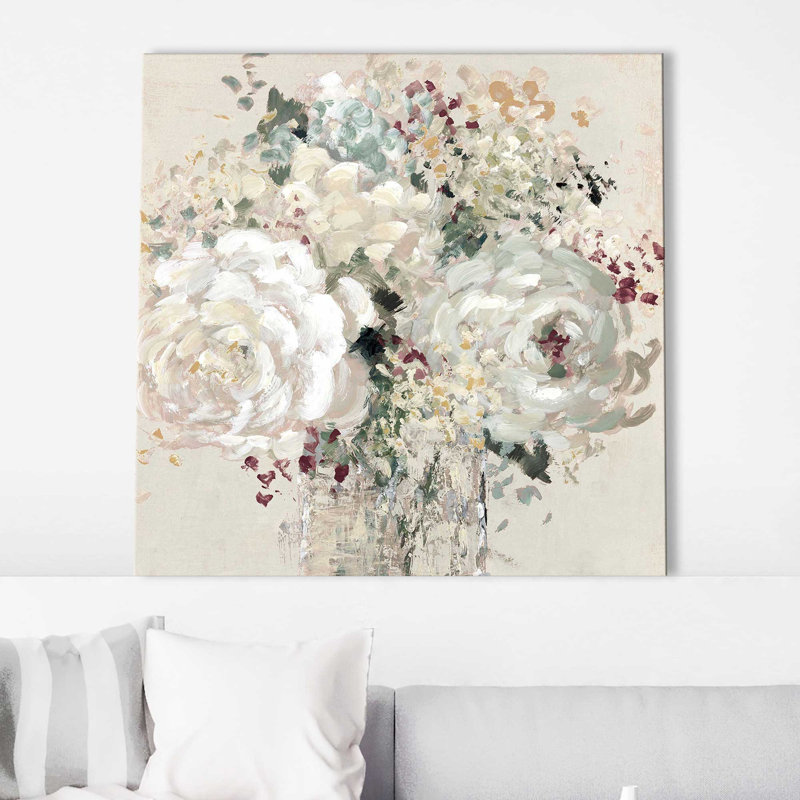 Paix florale - Peinture, L 18 po x H 18 po, Toile tendue