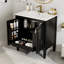 Meuble-lavabo 30 po avec lavabo, deux portes avec tablette, charnières de porte à fermeture en douceur, style rétro, noir, meubles-lavabos, meubles-lavabos
