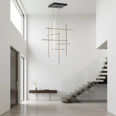 Hamilton 10-Light 118" Long Chandelier for Stairs Entryway High Ceiling with Remote Control