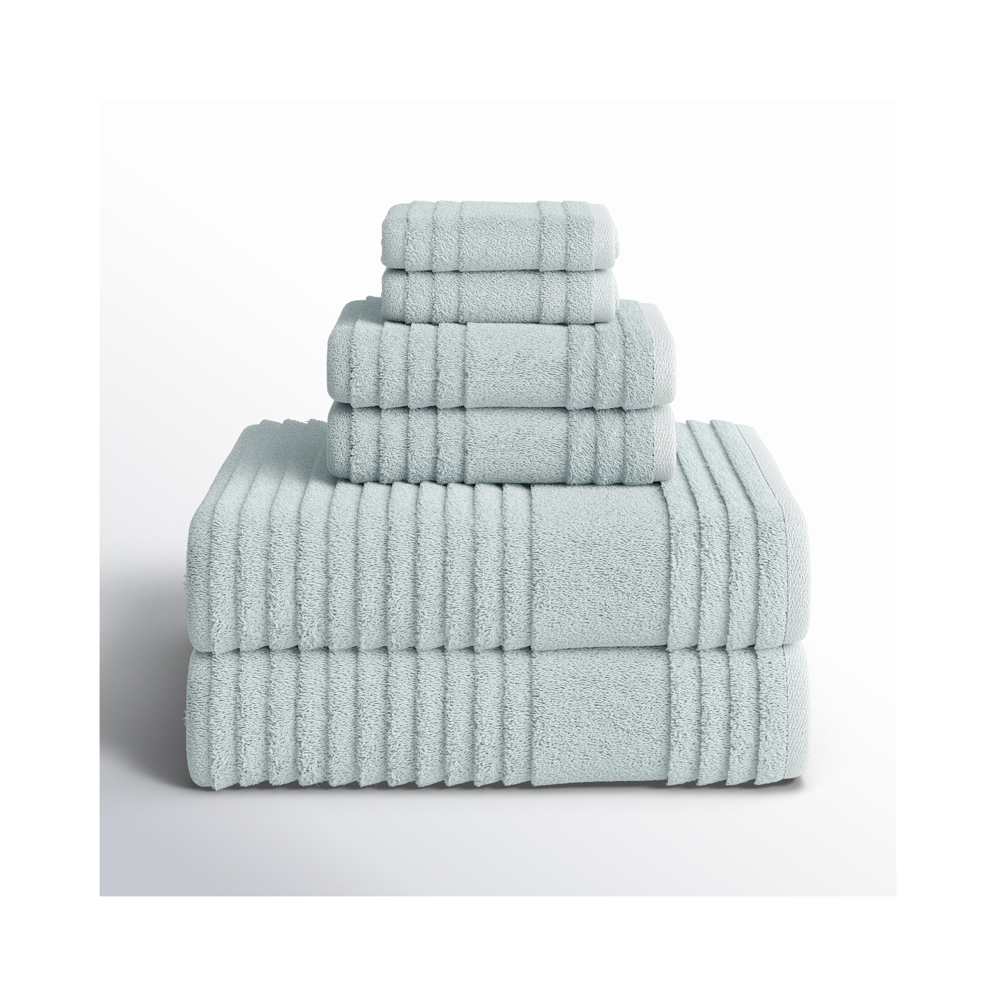 6 Piece Turkish Cotton Towel Set, Cielo