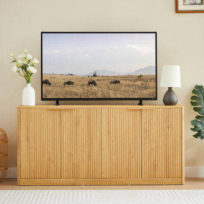 59" Modern Wavy Sideboard, Curved Contour Design Storage Cabinet, 4-Door Cabinet With Storage Function, Suitable For Kitchen/Bedroom/Living Room, 59.0"L X 15.7"W X 27.7"H