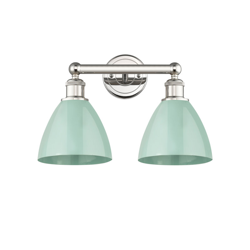 Éclairage pour meuble-lavabo de salle de bain 2 lumières 16,5 pouces Anjail Dome, Écume de mer, Nickel poli