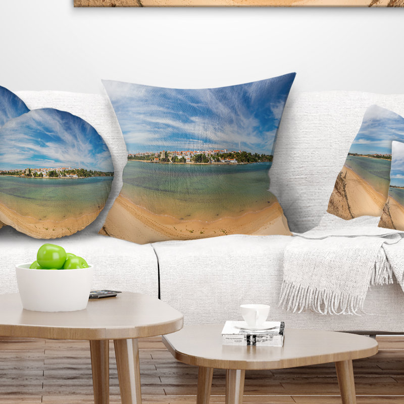 Coussin de mer pour village en portugais, 16 po x 1 po, Coussin décoratif