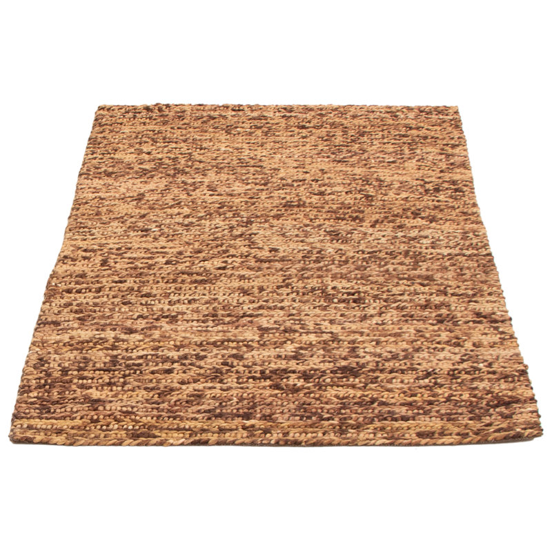 Tapis brun en laine tressé à la main Burruss, Rectangle 4 pi 11 po x 7 pi 1 po