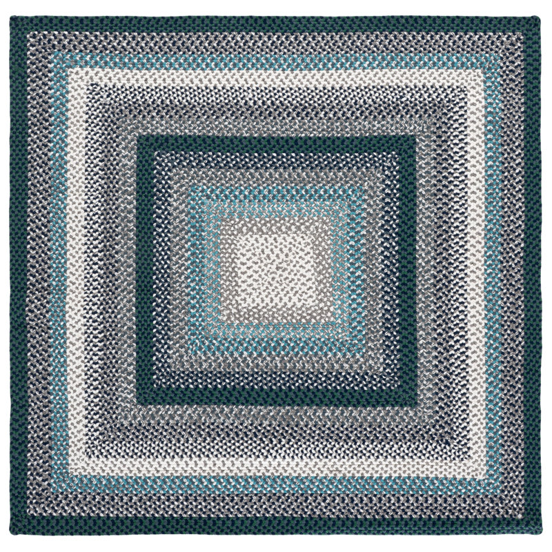 Braided Hand Woven Machine Washable Striped Outdoor Indoor/Outdoor Area Rug, Square 5'