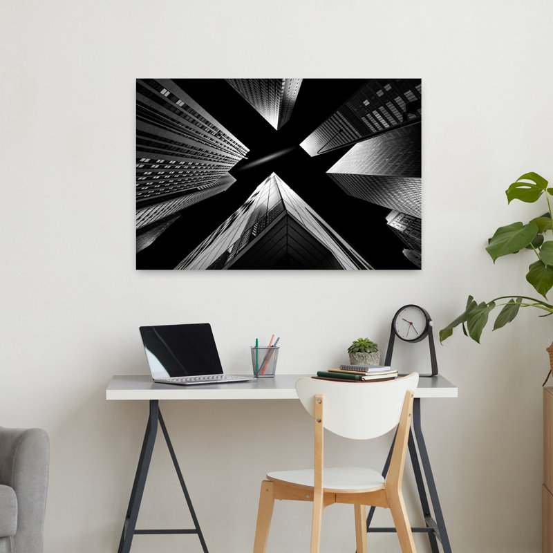 Abstrait, architecture contemporaine, art mural ville, H 24 po x l 36 po
