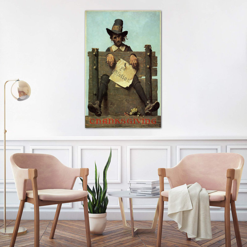 Thanksgiving-Ye Glutton by Norman Rockwell - 1 Piece Painting on Canvas, 66.04 cm H x 45.72 cm W x 1.91 cm D