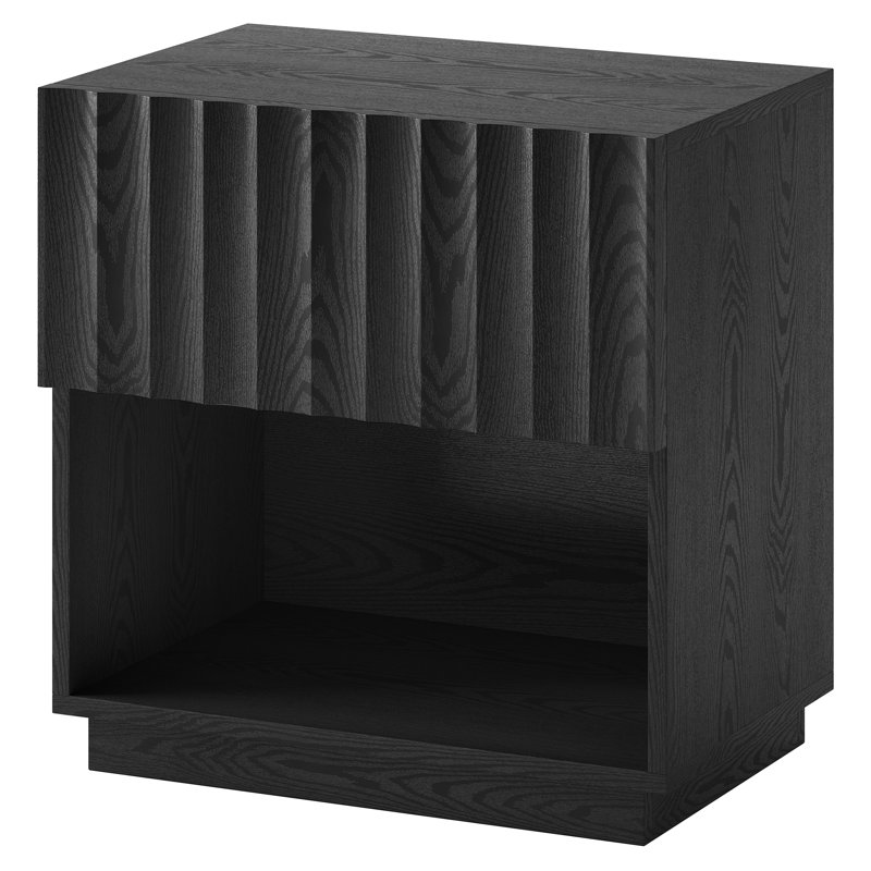 Table de chevet rectangulaire cannelée 24 po Jason, Grain noir
