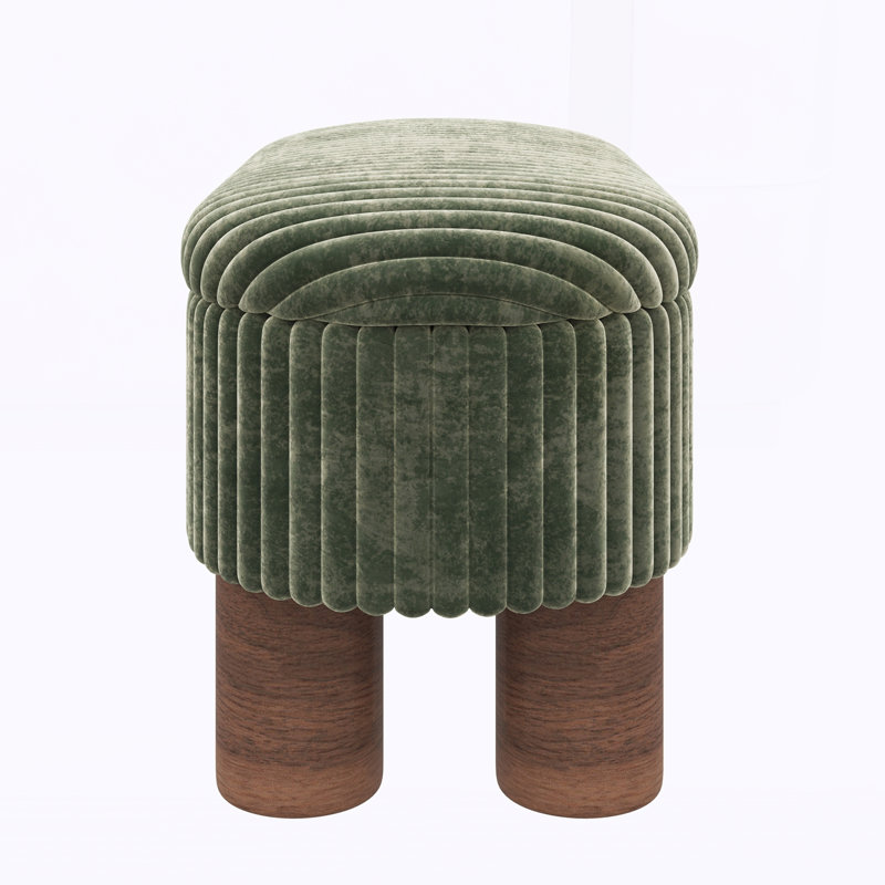 Repose-pieds moderne avec rangement et repose-pieds Corduroy, Vert, Green