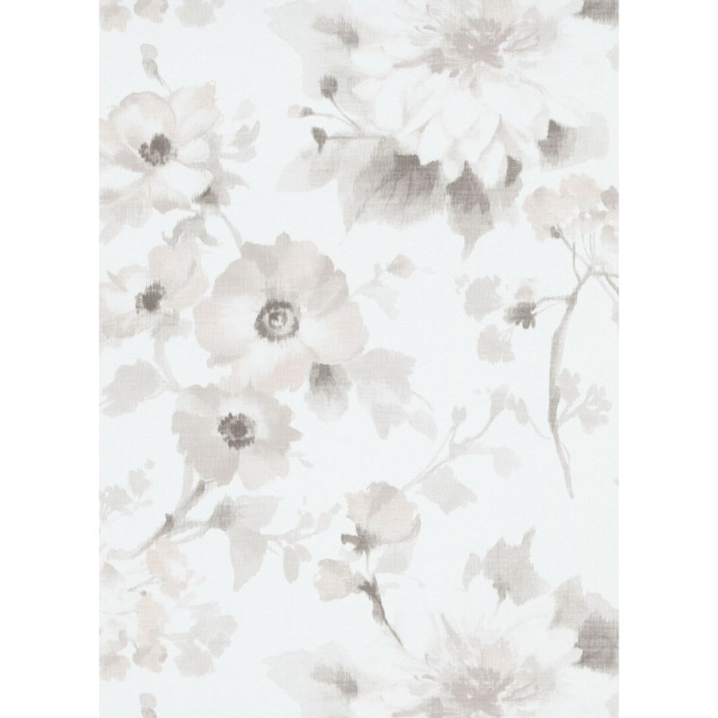 Concord Wallcoverings Floral Textured Wallpaper Featuring Flower Tulips, 21In X 33Ft(56Sqft); 10051-05, White/Taupe/Cream