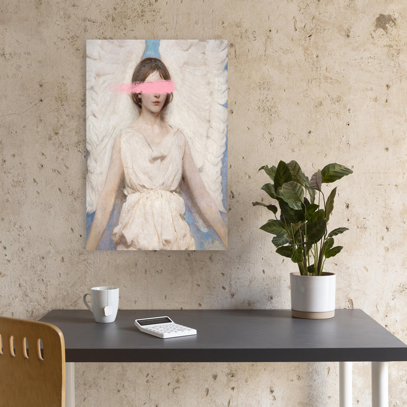 Pink Blinded Angel Dreamy Elegant Ethereal Portrait Wall Art Print 1 Piece Wrapped Canvas Wall Art, 45.72cm H x 30.48cm W