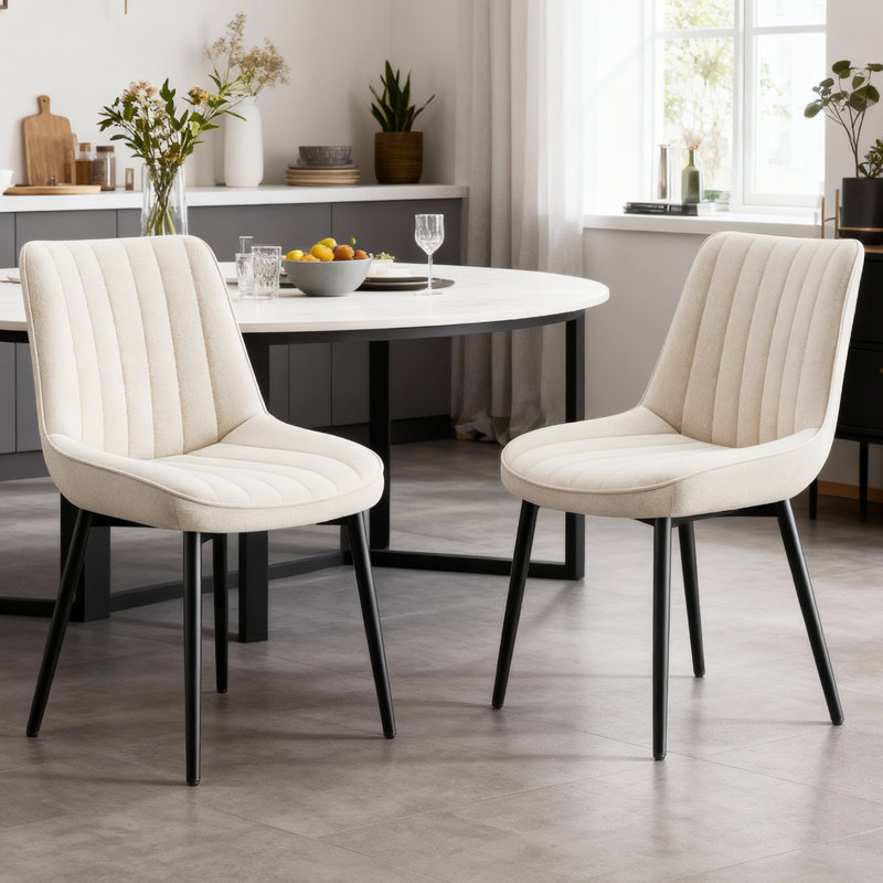 47.5cm H Upholstered Metal Upholstered Back Side Chair, Beige