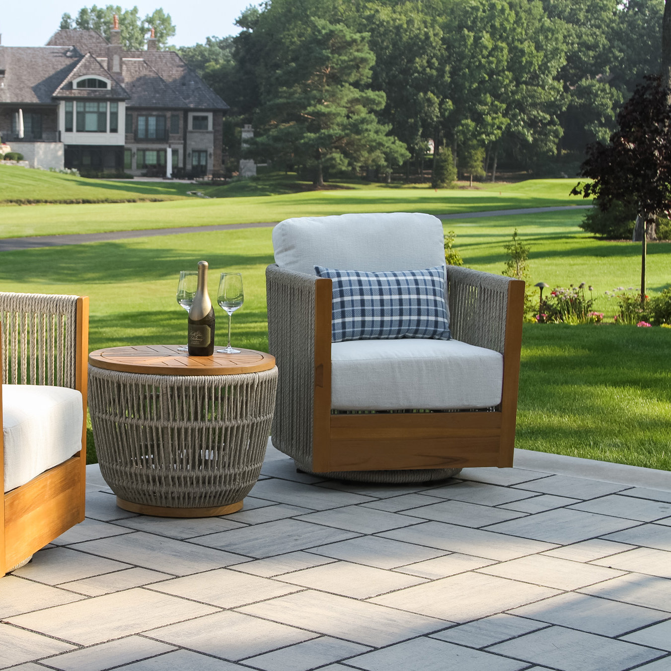 Aniston Sunbrella® Swivel Patio Lounge Chair, Ivory