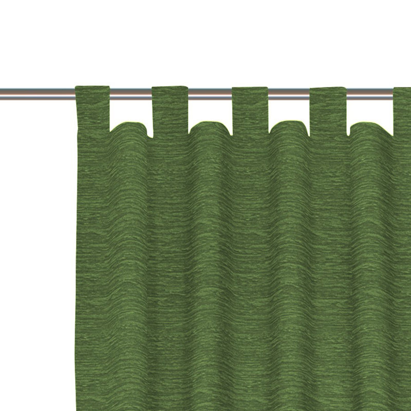 Polyacrylic Opaque Tab Top Curtain Panel, Dark green, 132cm Width x 385cm Drop
