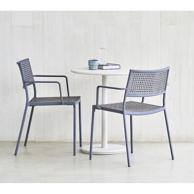 Go Outdoor Round Table, White/Ceramic Light Gray, 23.7" H x 23.7" W x 23.7" D, Gray