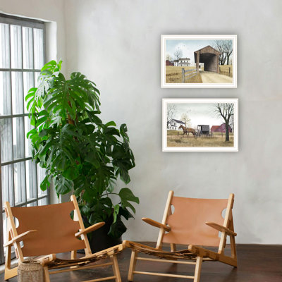 2 Wall Art For Home Mesmerism: 'S Bridge Print, White Framed Living Room And Bedroom Decoration Multicolor Art: Going To Market Decor, &