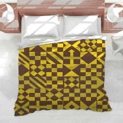 Brown Yellow Geometric Shapes Comforter