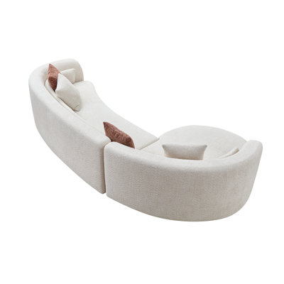 Canapé modulaire incurvé de luxe de 132 po, canapé confortable de style minimaliste pour le salon, méridienne modulaire en L, beige clair, W2664S00115