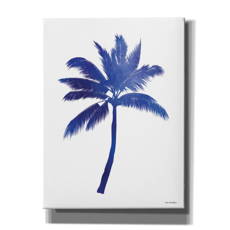 «Blue Palm Tree III» par Seven Trees Design, art mural sur toile, H 16 po x l 12 po x P 0,75 po