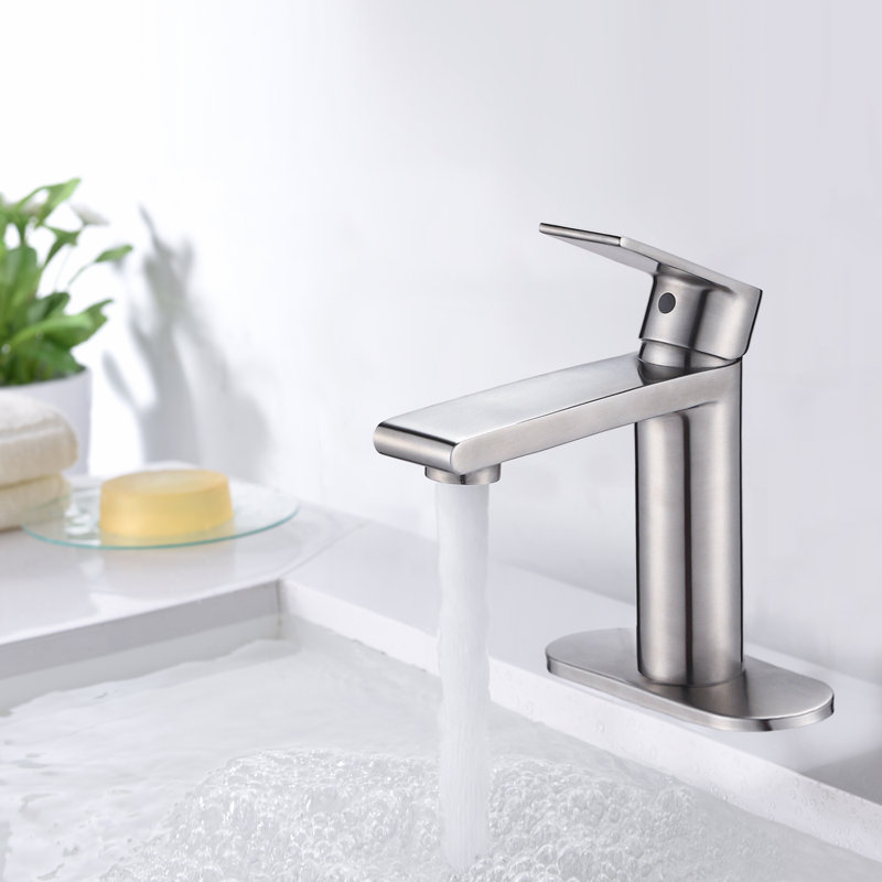 Single-handle Bathroom Faucet with Drain Assembly, Brushed Nickel