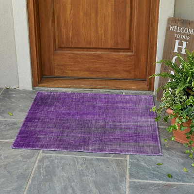 Tapis extérieur lavable antidérapant à rayures mauves 2 pi x 3 pi