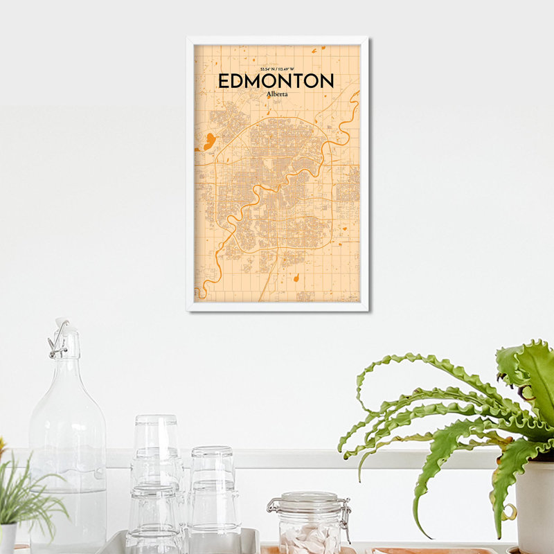 Edmonton City Map, impression, H 17 po x l 11 po