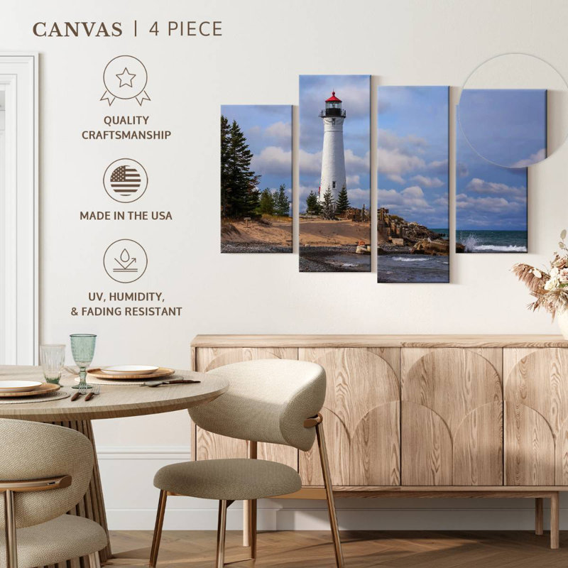 Scenic crisp point lighthouse Aletra, H 48 po x l 75 po
