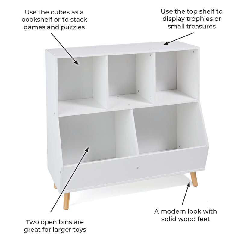 White Wooden Kids Toy Storage Cubby with Feet