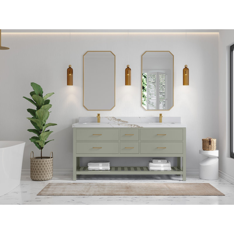 Carter 72 po Parker X P 22 po De meuble-lavabo double D, Or Calacatta