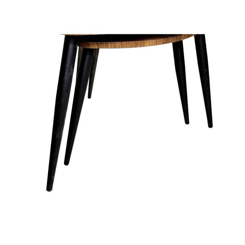 Ensemble de 2 tables gigognes contemporaines, tables d'appoint en bois naturel et métal noir