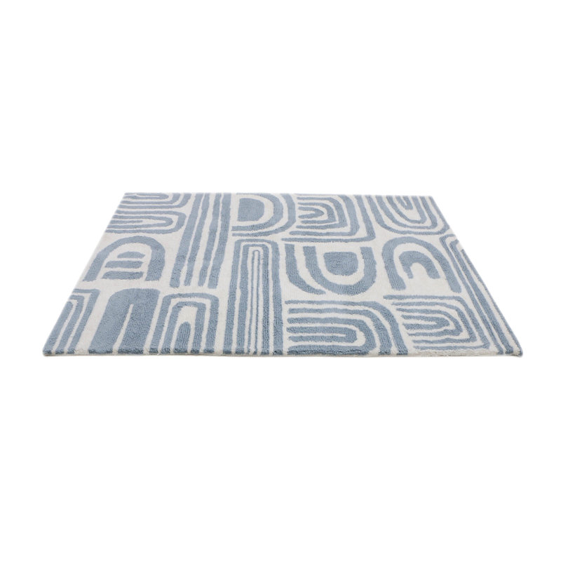 Abstract Area Rug in Dusty Blue, Rectangle 10' x 14'