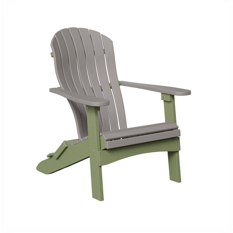 Berlin Gardens Contour Folding Adirondack Chair, Light Gray with Sage